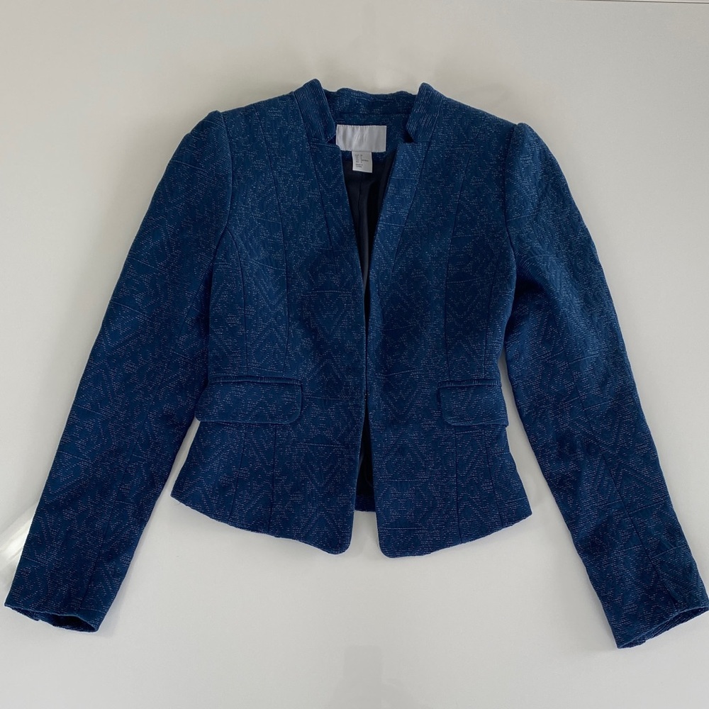 H&M Blue Cotton Career Work Blazer